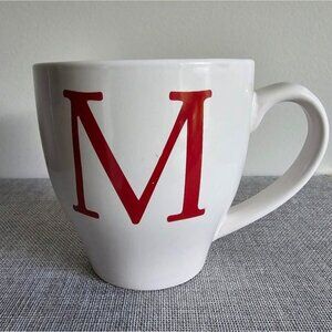Home Essentials and Beyond Monogram Initial M Red White Mug Coffee Tea Soup Cup